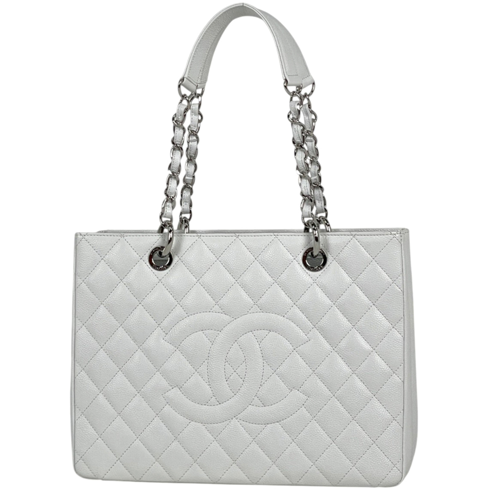 Chanel tote bag, Coco Mark, Matelassé, caviar leather, white, women's.